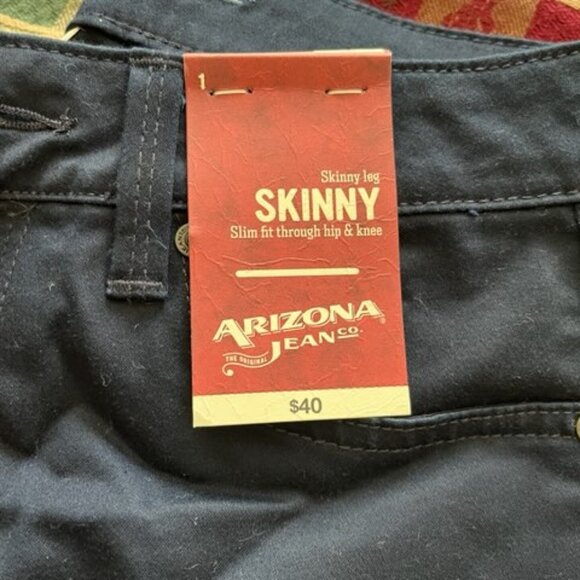 Skinny Jeans Dark Blue, Arizona sz 1 Juniors JCP Darkest Blue 7in Mid Rise Slim - Picture 4 of 8